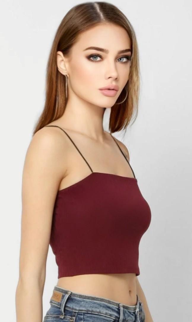 Red crop clearance top spaghetti strap