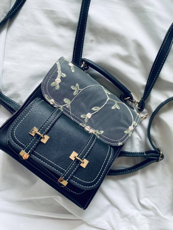 Floral embroidered leather best sale backpack