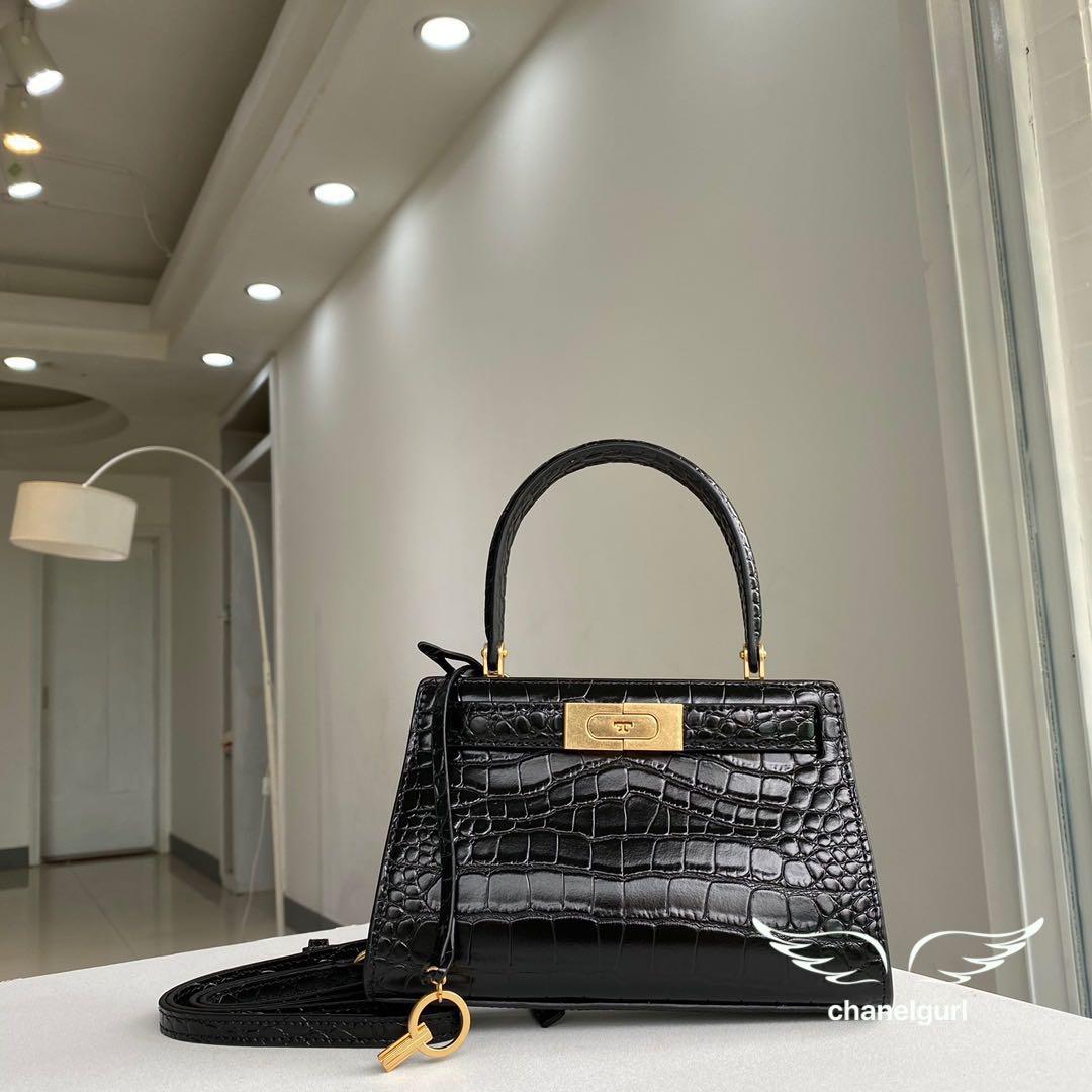 Tory Burch Lee Radziwill Croc Embossed petite bag Black, Women's Fashion,  Bags & Wallets, Purses & Pouches on Carousell