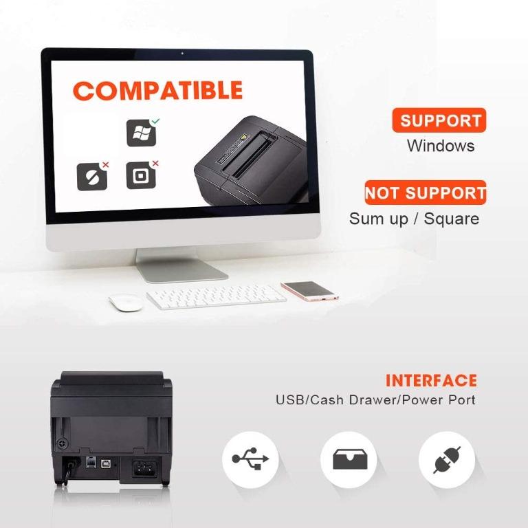 MUNBYN ITPP047P-USEW 80mm WiFi Thermal Receipt Printer - USB, Ethernet, Serial, Auto Cutter