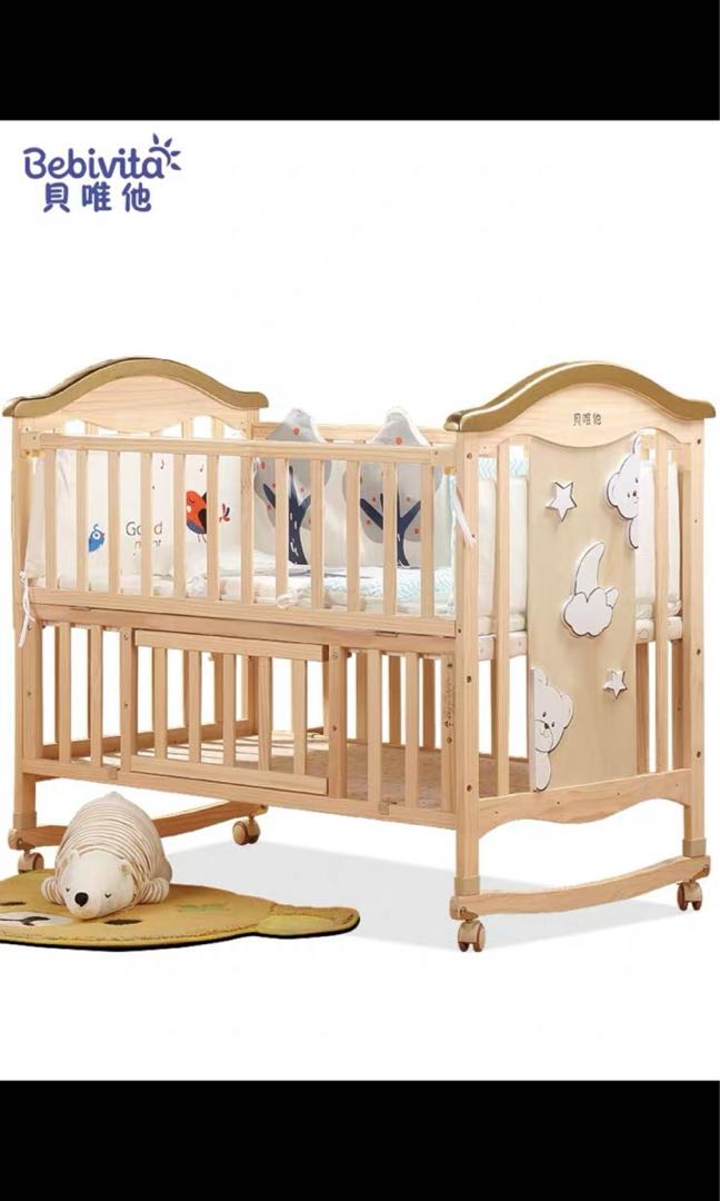 Wooden baby cot incline and decline with and without rocker, Babies