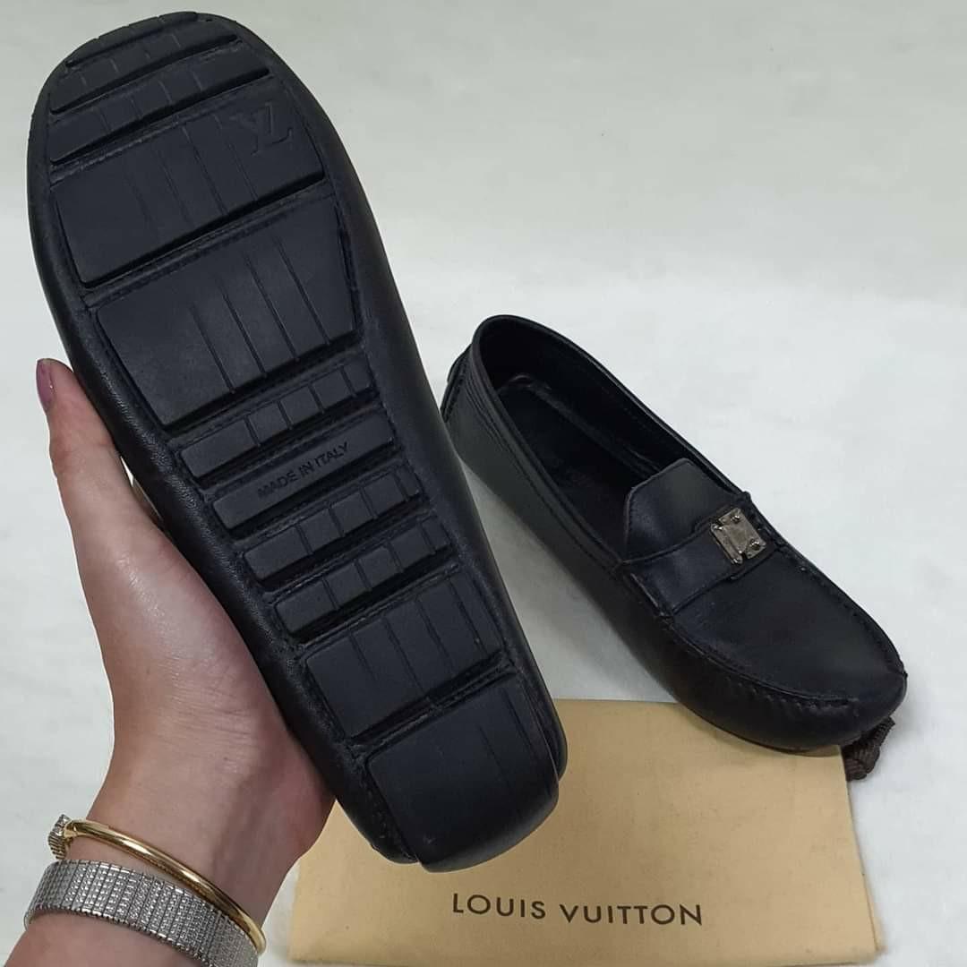 Louis Vuitton Black Leather Lombok Driving Loafers, Size 46 - LabelCentric