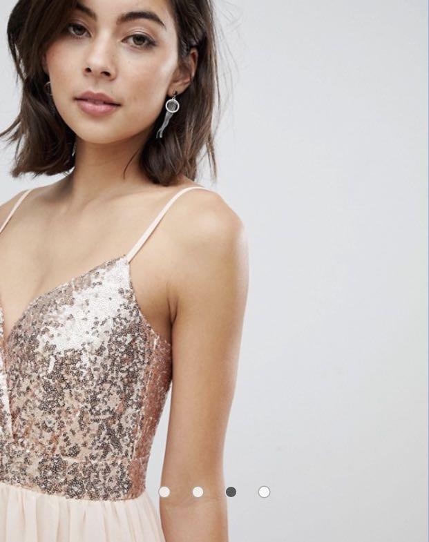 ASOS Like New City Goddess Cami Maxi Dress With Sequin Bodice in UK 8