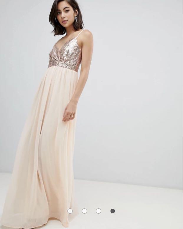 ASOS Like New City Goddess Cami Maxi Dress With Sequin Bodice in UK 8