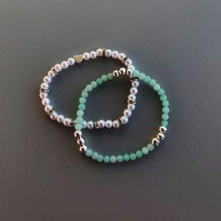 Beaded stretch bracelets Tiffany inspired