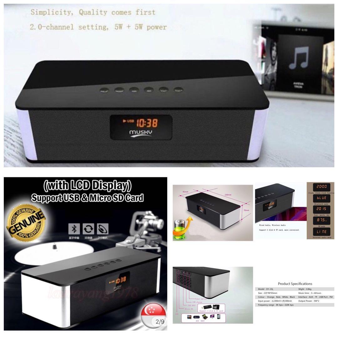 MUSKY Clock Radio Bluetooth Speaker, Audio, Soundbars, Speakers