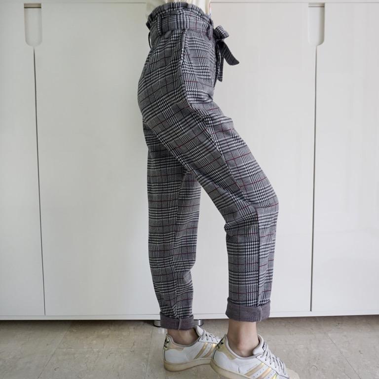 Glen Plaid Paperbag Pants Gray Women s Fashion Bottoms Other Bottoms on Carousell