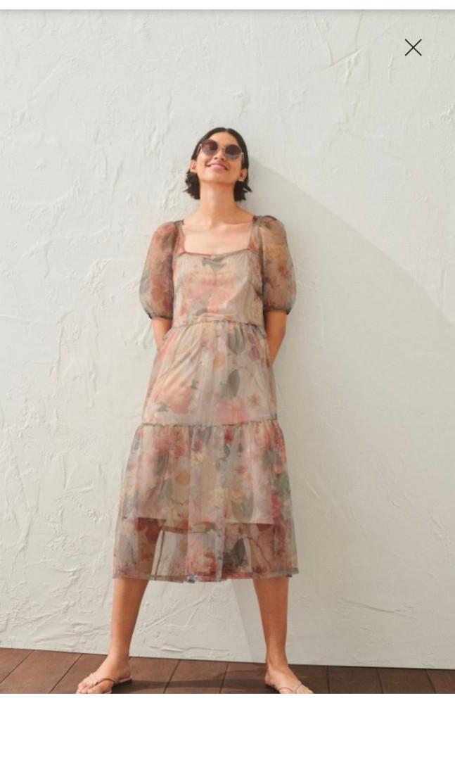 H&m puff sleeve dress floral