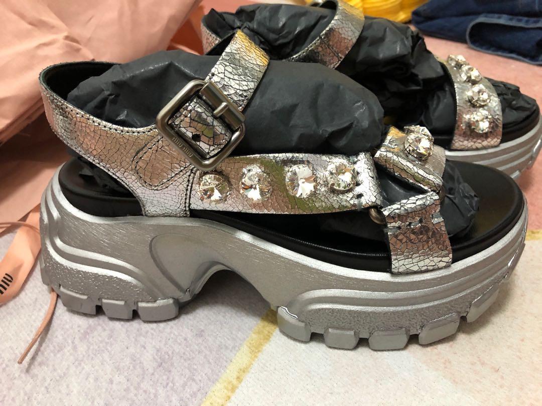 Miu miu sales embellished sandals