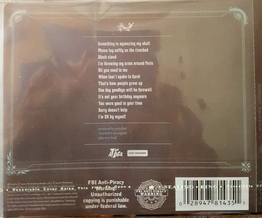 Morrissey - Years Of Refusal (Category: CDs & DVDs) located in Cebu City. Submitted by g_roshamboo (Listing ID 1058356757, Image 2). Description: vg cd* new wave.
