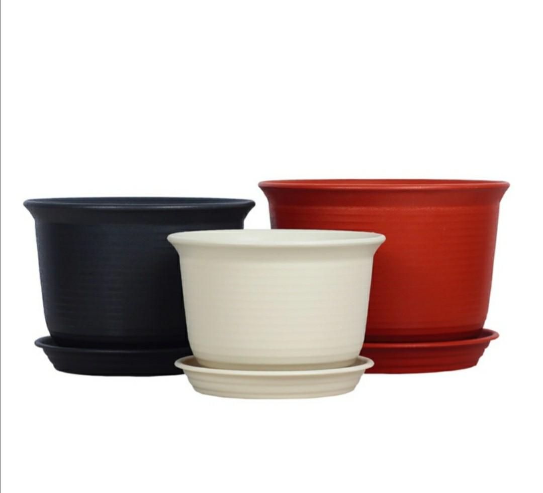Non Ceramic Large Huge Light Beautiful Pots 3 Colours Sizes Gardening Pots Planters On Carousell