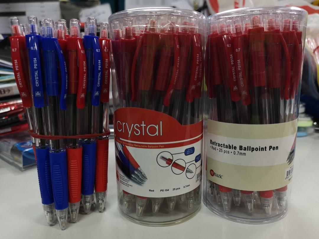 Popular Retractable Ballpoint Red Pen 25pcs, Hobbies & Toys, Stationery