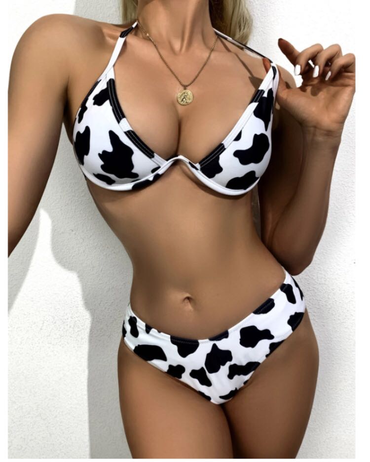 Shein Cow Print Bikini Women S Fashion Swimwear Bikinis Swimsuits