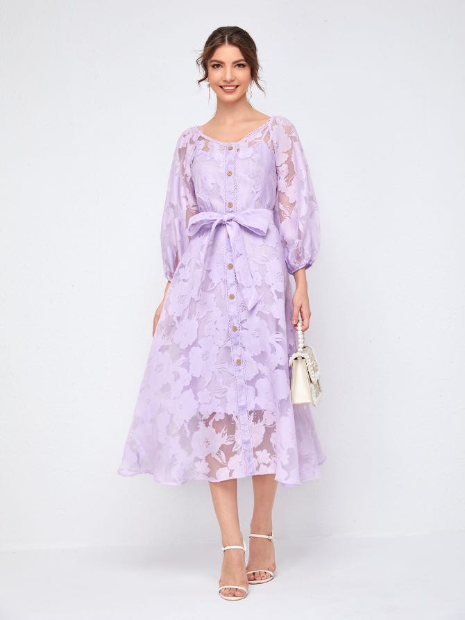 Shein Lavender Floral Dress Women s Fashion Dresses Sets
