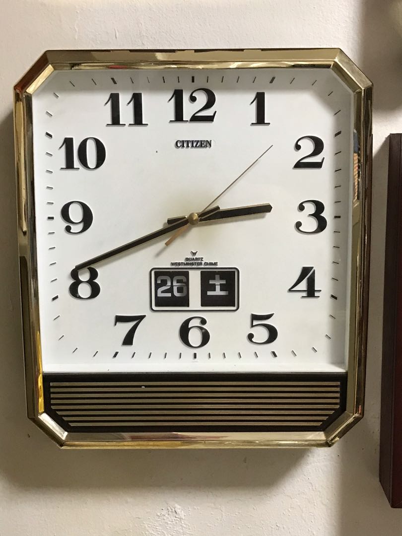 Vintage Citizen day and date alarm wall clock Hobbies Toys