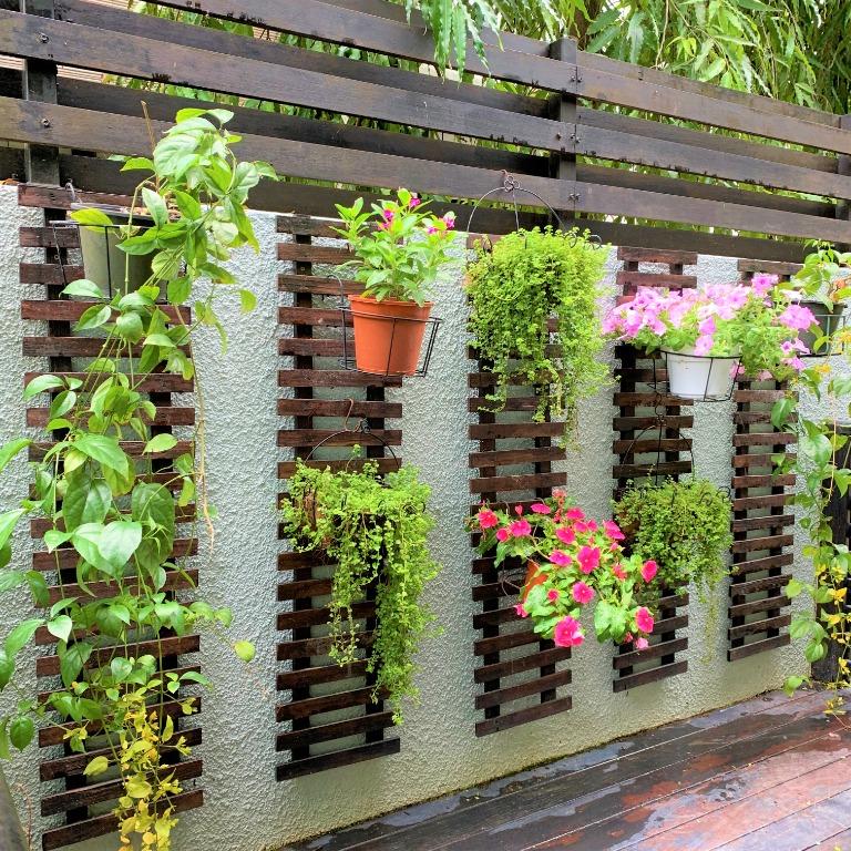 Wooden Wall Planter, Trellis for climbing plant, Wooden Orchid Planter