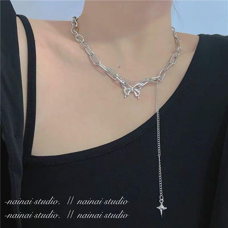 1460 tumblr basic ulzzang butterfly metal chain chunky diamond