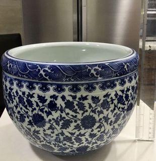 3PIECES big blue and white ceramic pots
