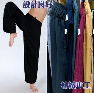 美顏色@@衣服褲子 鬆緊帶功夫褲寬褲暗紅色深酒紅色 武術褲 燈籠褲 瑜珈禪坐運動褲 中大尺寸可穿