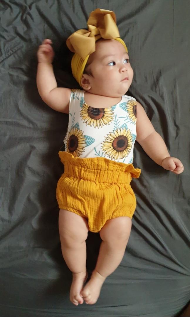 sunflower overalls baby