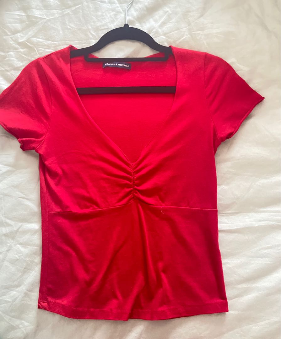 BRANDY MELVILLE RED GINA TOP, Women's Fashion, Clothes, Tops on Carousell