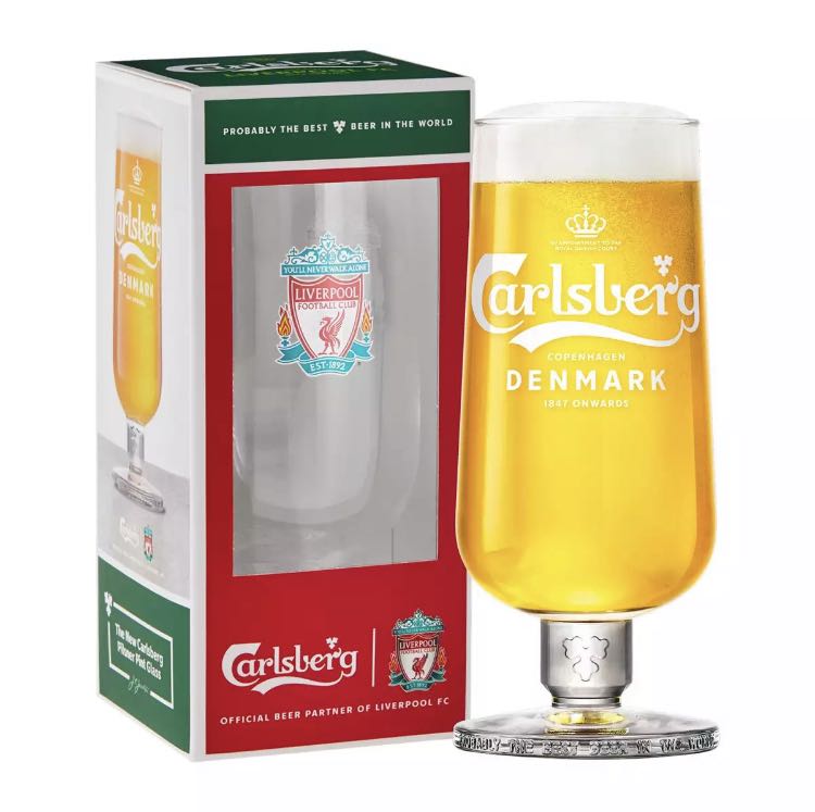 Carlsberg Liverpool beer stem glass, Food & Drinks, Alcoholic Beverages on Carousell