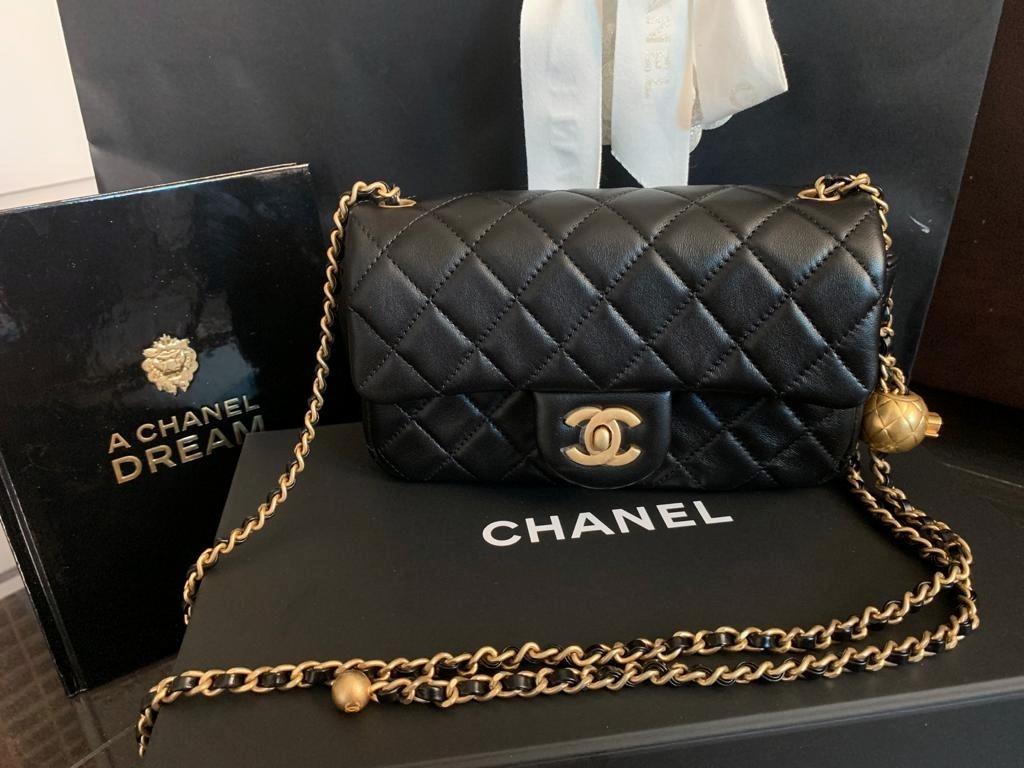 Rare item Chanel 21C Mini White Pearl Crush with Gold Ball Brand New  Womens Fashion Bags  Wallets Crossbody Bags on Carousell