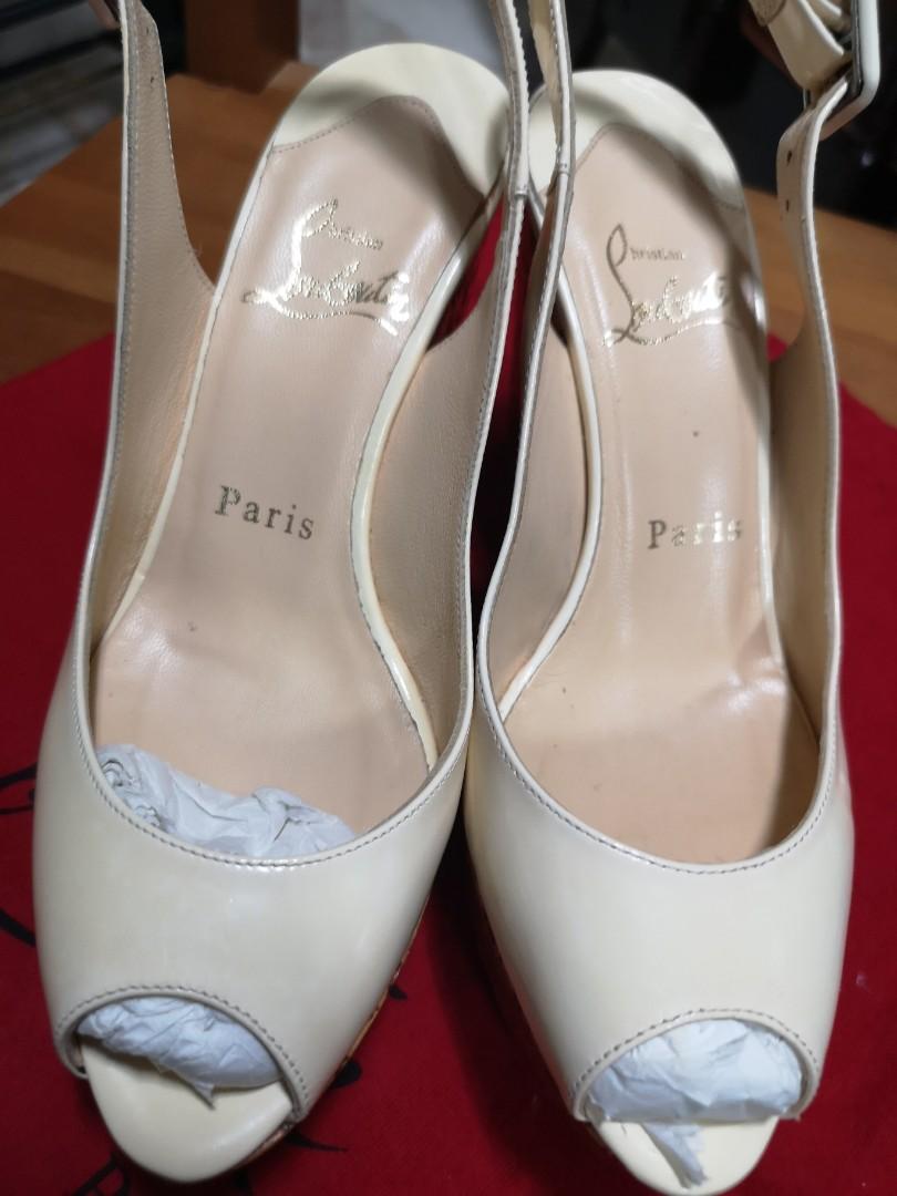 christian louboutin nude wedges