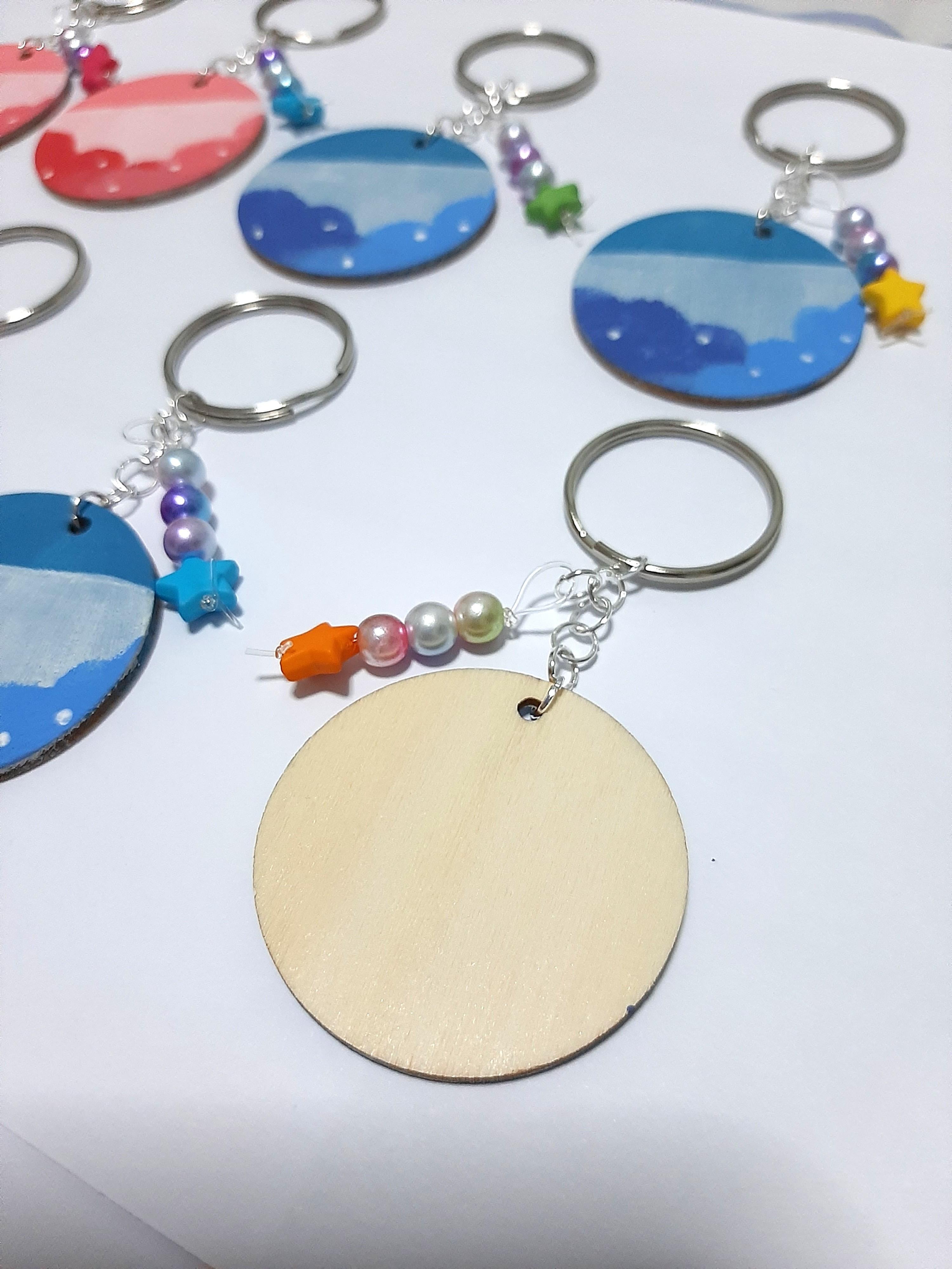 Clouds keychain handpainted name keychain handmade keychain customised keychain acrylic paint wood keychain cute keychain rainbow crafts christmas