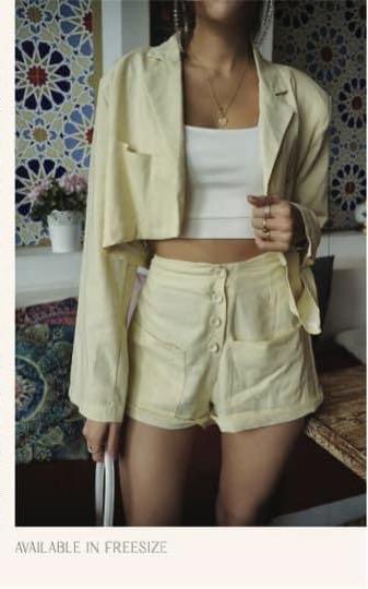 Cropped blazer and short set clearance