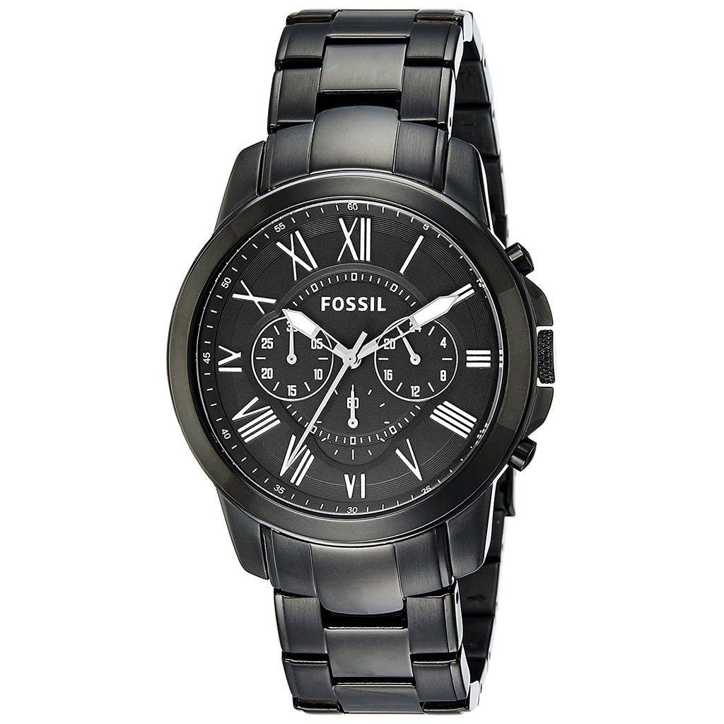 Fossil FS4832 Grant Chronograph Black Stainless Steel Watch