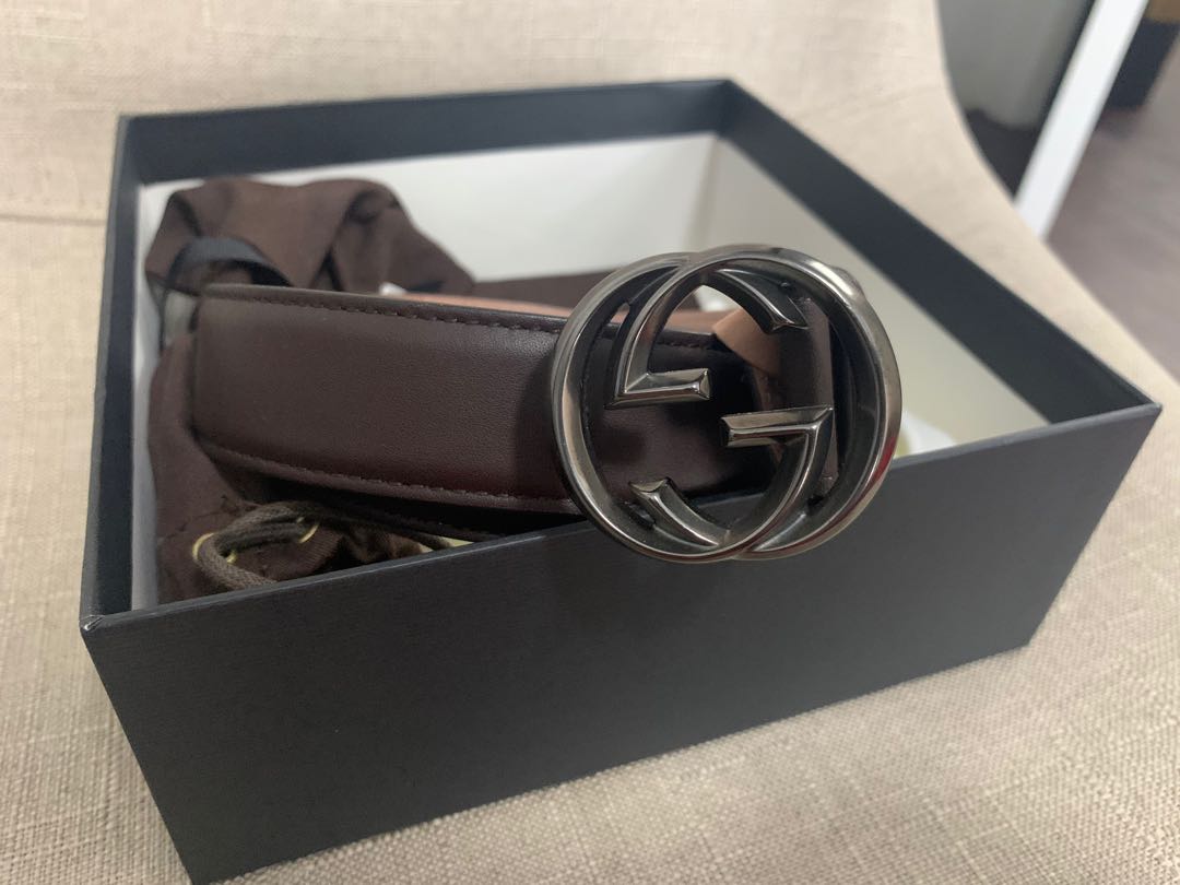 slim black gucci belt