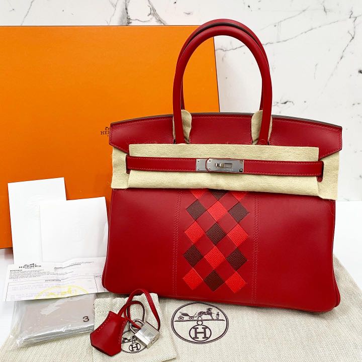 Unused Hermes Limited Edition Birkin Tressage De Cuir 30 handbag in Rouge  de Coeur, Rouge Piment and Rouge H Swift and Epsom leather with PHW,  Luxury, Bags & Wallets on Carousell