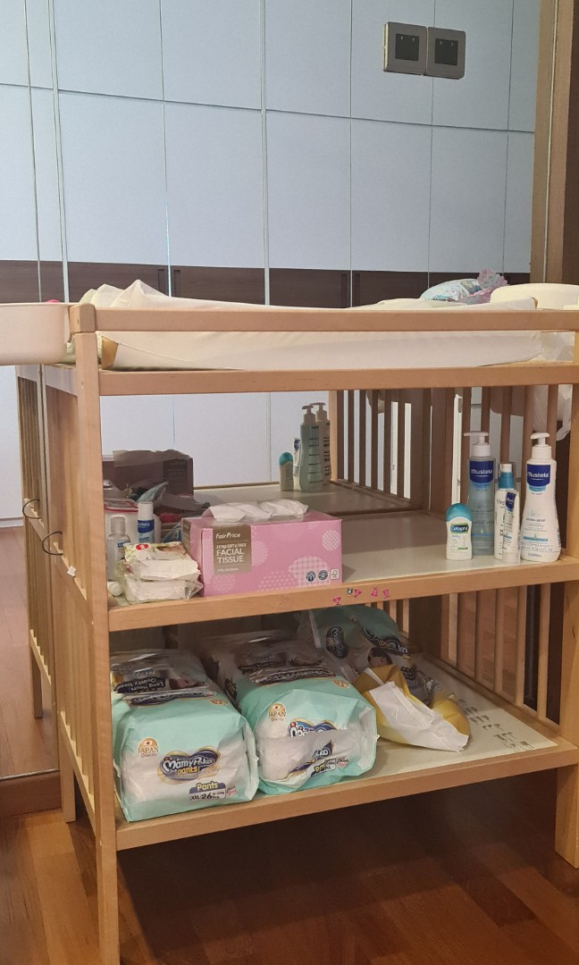Ikea baby diaper change table with storage, Babies & Kids, Bathing