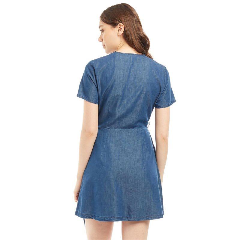 jack wills denim dress Jack Wills Winsall Chambray Denim Wrap Dress, Women's Fashion, Tops, Sleeveless on Carousell