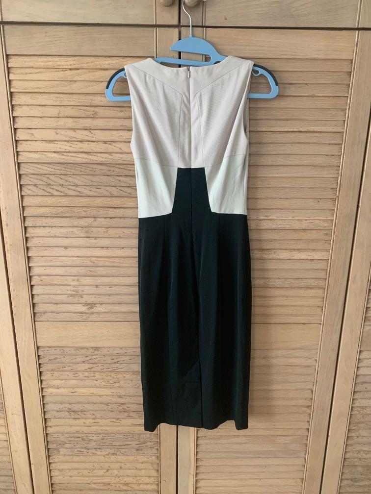 karen millen black and cream dress Karen Millen Figure Form Bandage Asymmetric Strap Knit Midi Dress in Black