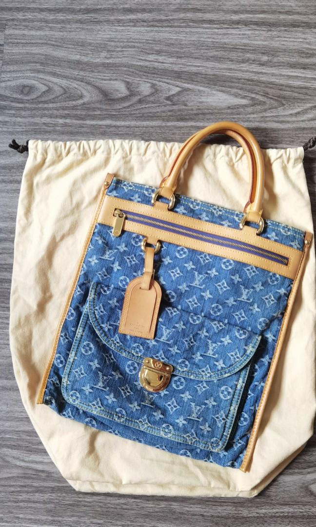 Blue Louis Vuitton Monogram Denim Sac Plat Tote Bag