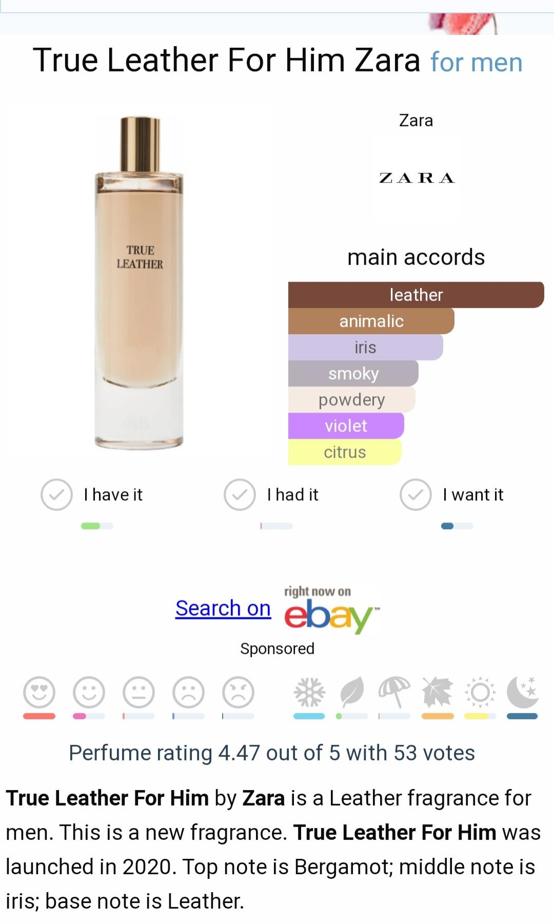 Zara true leather best sale edp