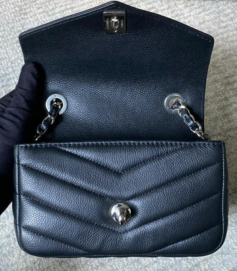 Chanel Data Center Envelope Flap Bag Chevron Caviar Mini Blue 2260131