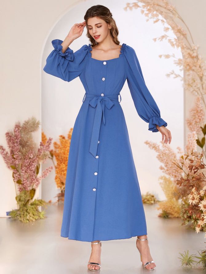 Shein Blue Maxi Dress, Women's Fashion ...