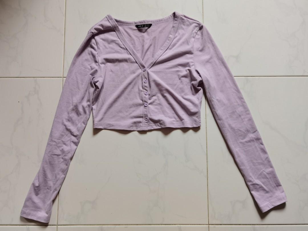 Shein Button Up Solid Crop Top Lilac Purple Women S Fashion Clothes Tops On Carousell Moon, night, sky, sunset, pastel, pink, purpke, purple, beauty in nature. carousell