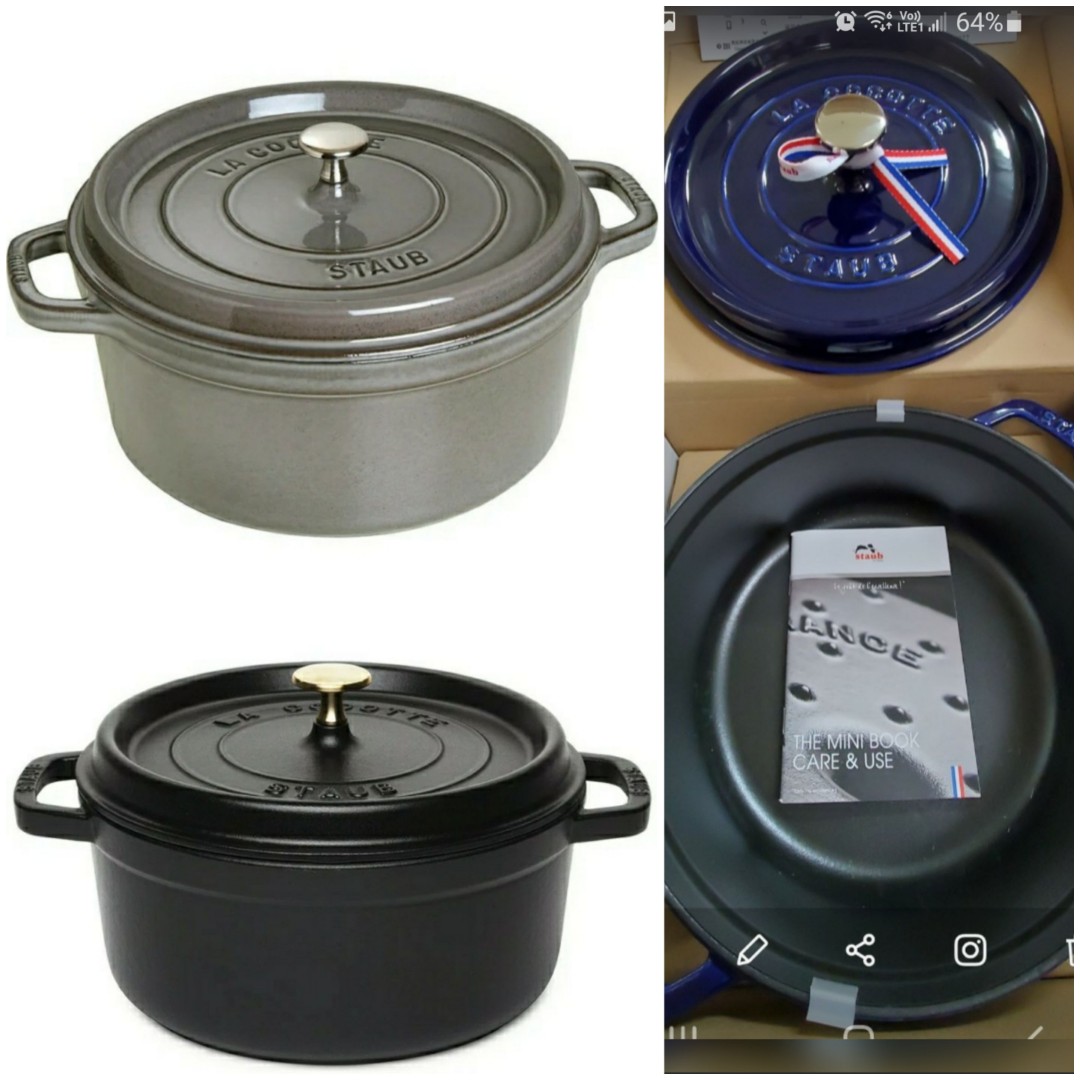 Staub - 圓形鑄鐵鍋灰色/黑色- 28cm /6.7L (1102818/1102825) Round