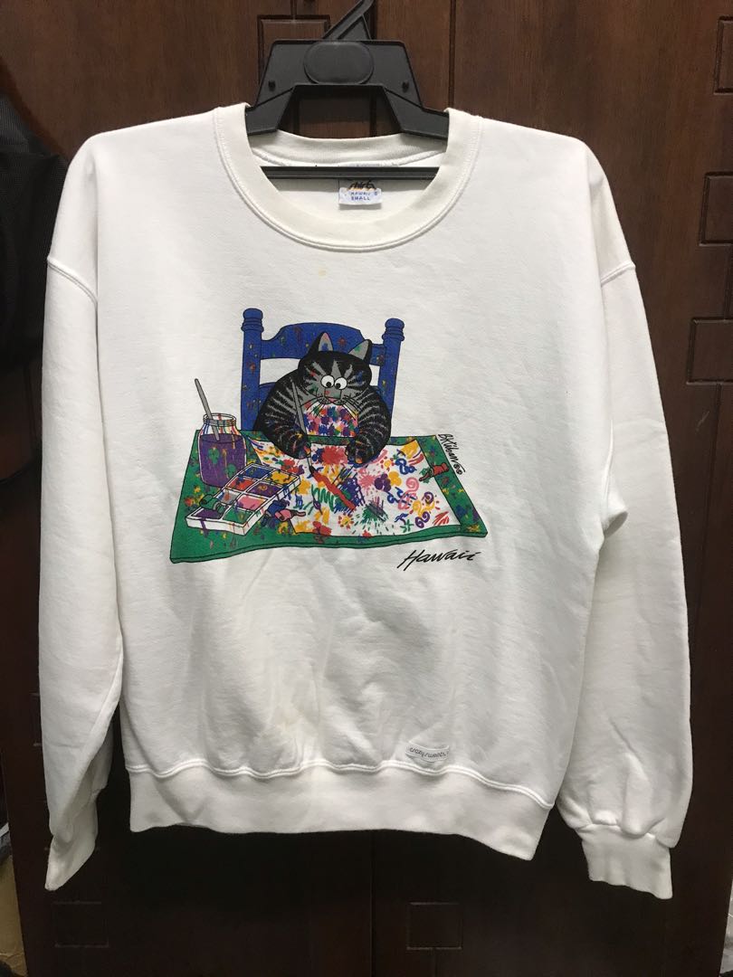 Sweatshirt kucing gemok, Menu0027s Fashion, Clothes, Tops on Carousell