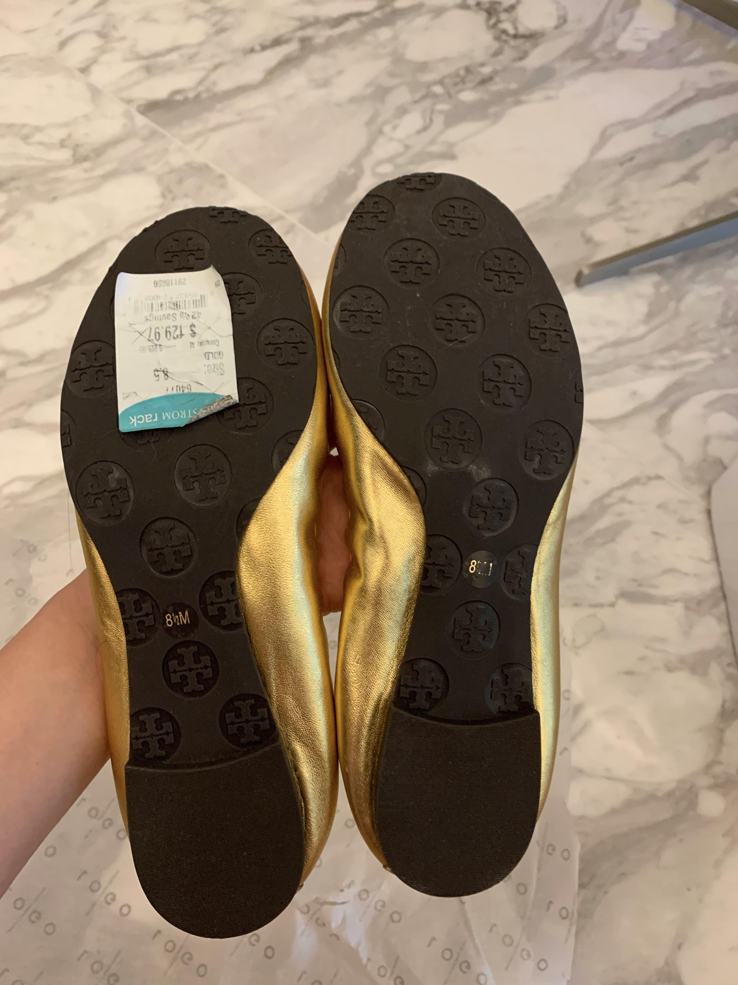 NEW Tory Burch Reese Tassel Flats in Gold 8.5M