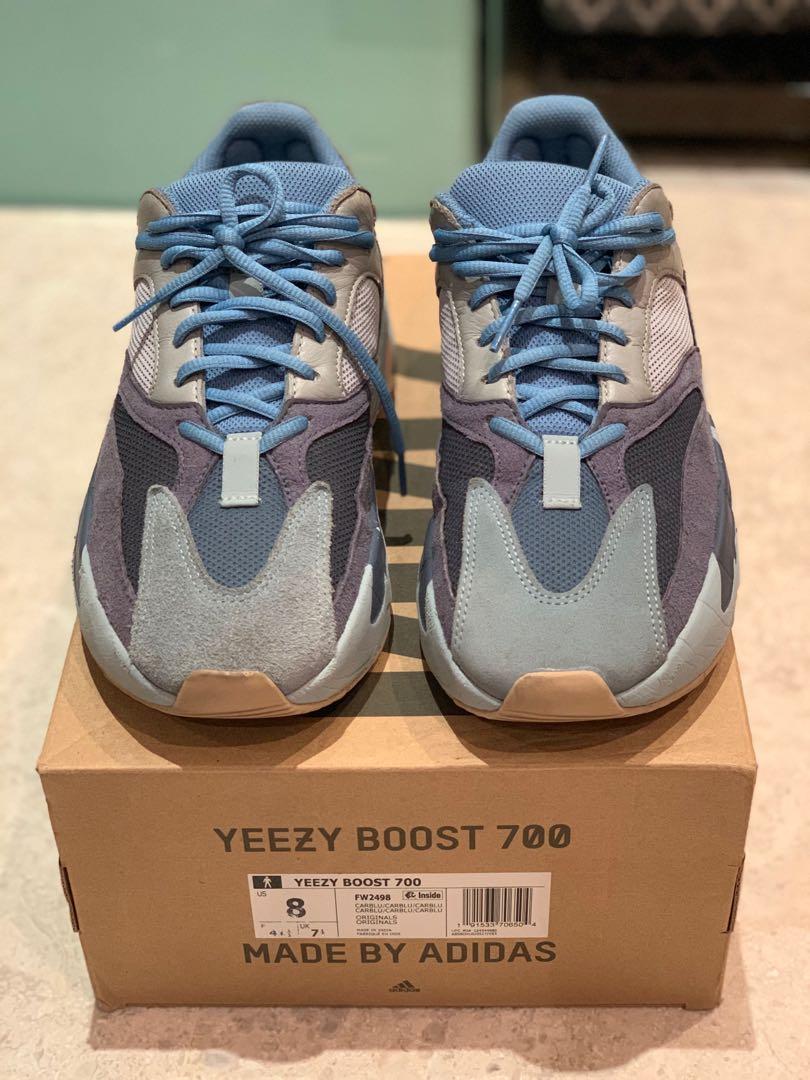 Yeezy boost 700 carbon blue online on feet