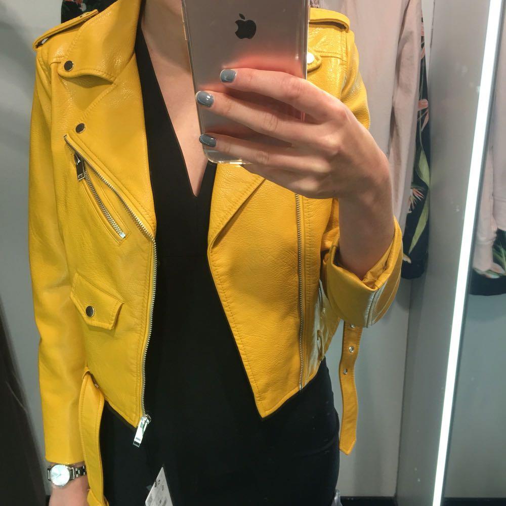 zara yellow biker jacket