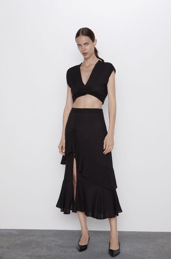 Polka dot new arrivals ruffle skirt zara