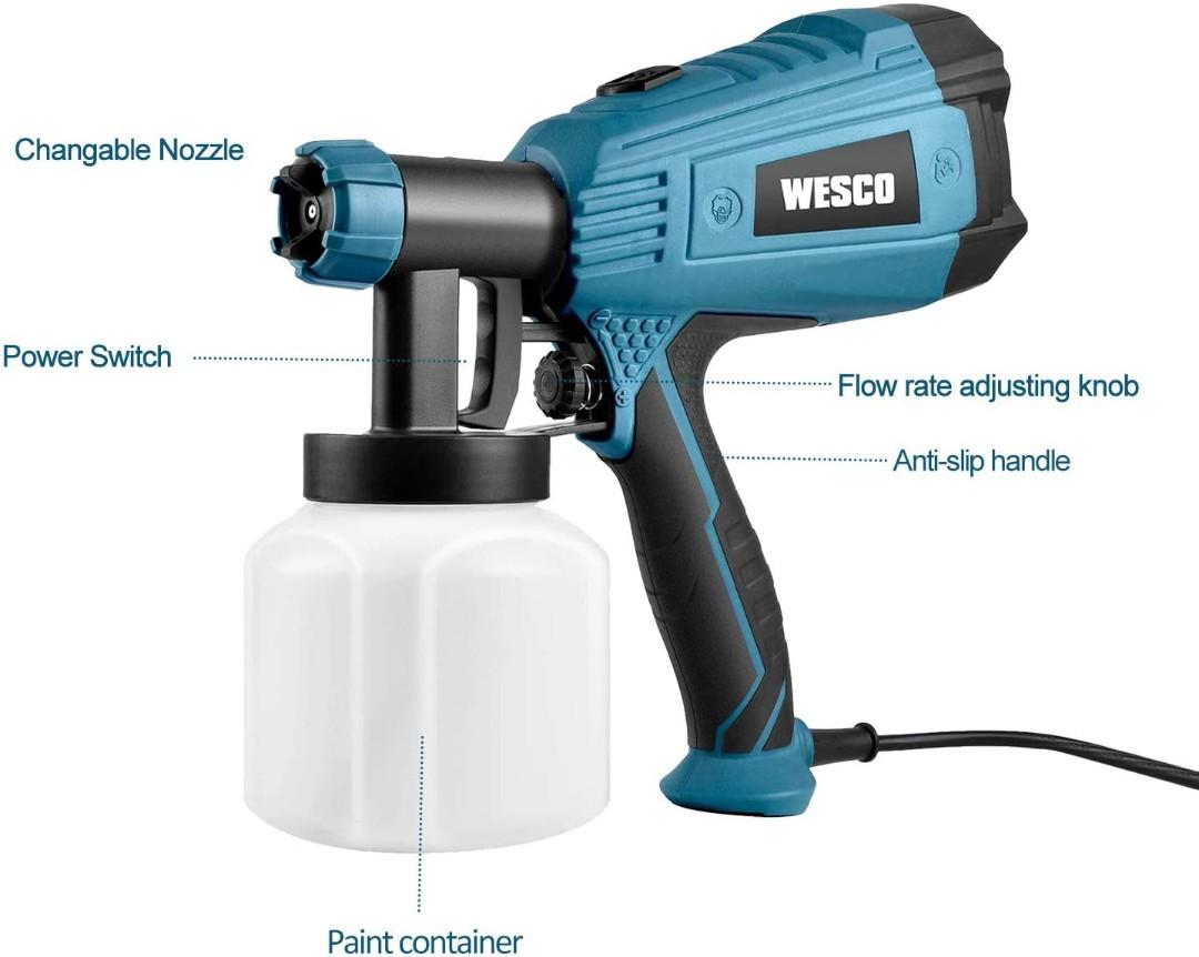 [122706] Paint Sprayer, WESCO 500W Electric Spray Gun with 3 Nozzles(1.
