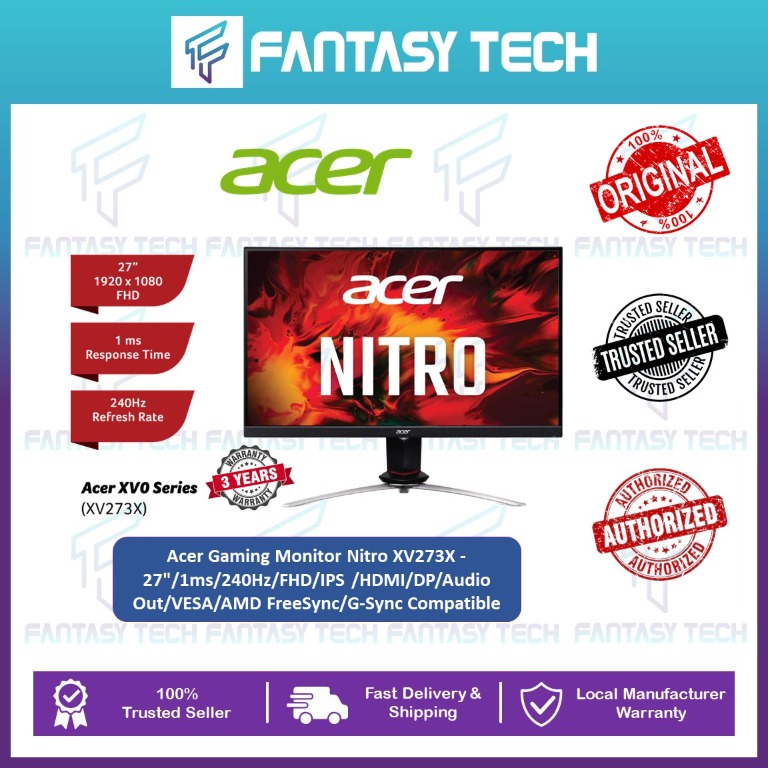 Acer Gaming Monitor Nitro Xv273x 27 1ms 240hz Fhd Ips Panel Hdmi Dp Audio Out Vesa Amd Freesync G Sync Compatible Electronics Computer Parts Accessories On Carousell