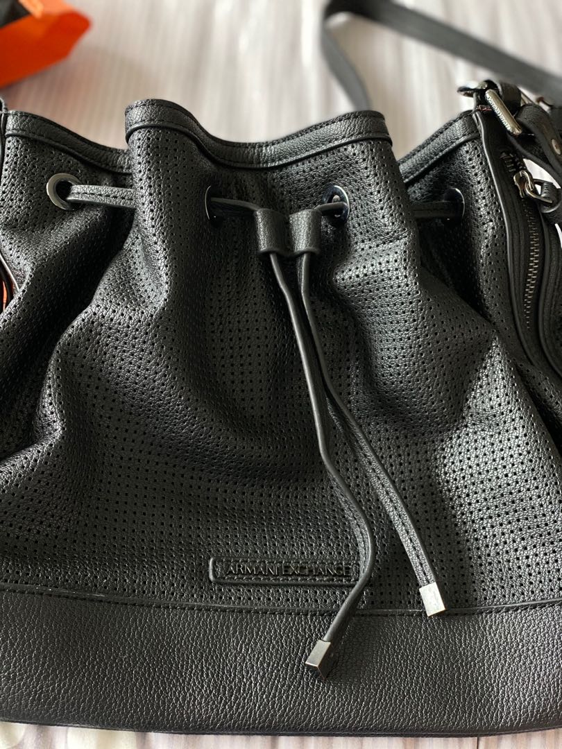 Armani Exchange bucket tote bag black sling bag, Luxury, Bags & Wallets on  Carousell